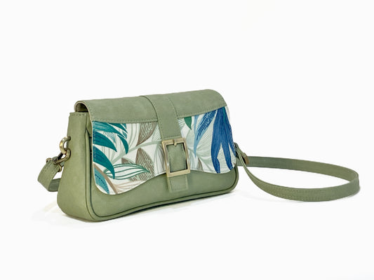 Medium Crossbody Bag with Flap in Soft Green and Palm