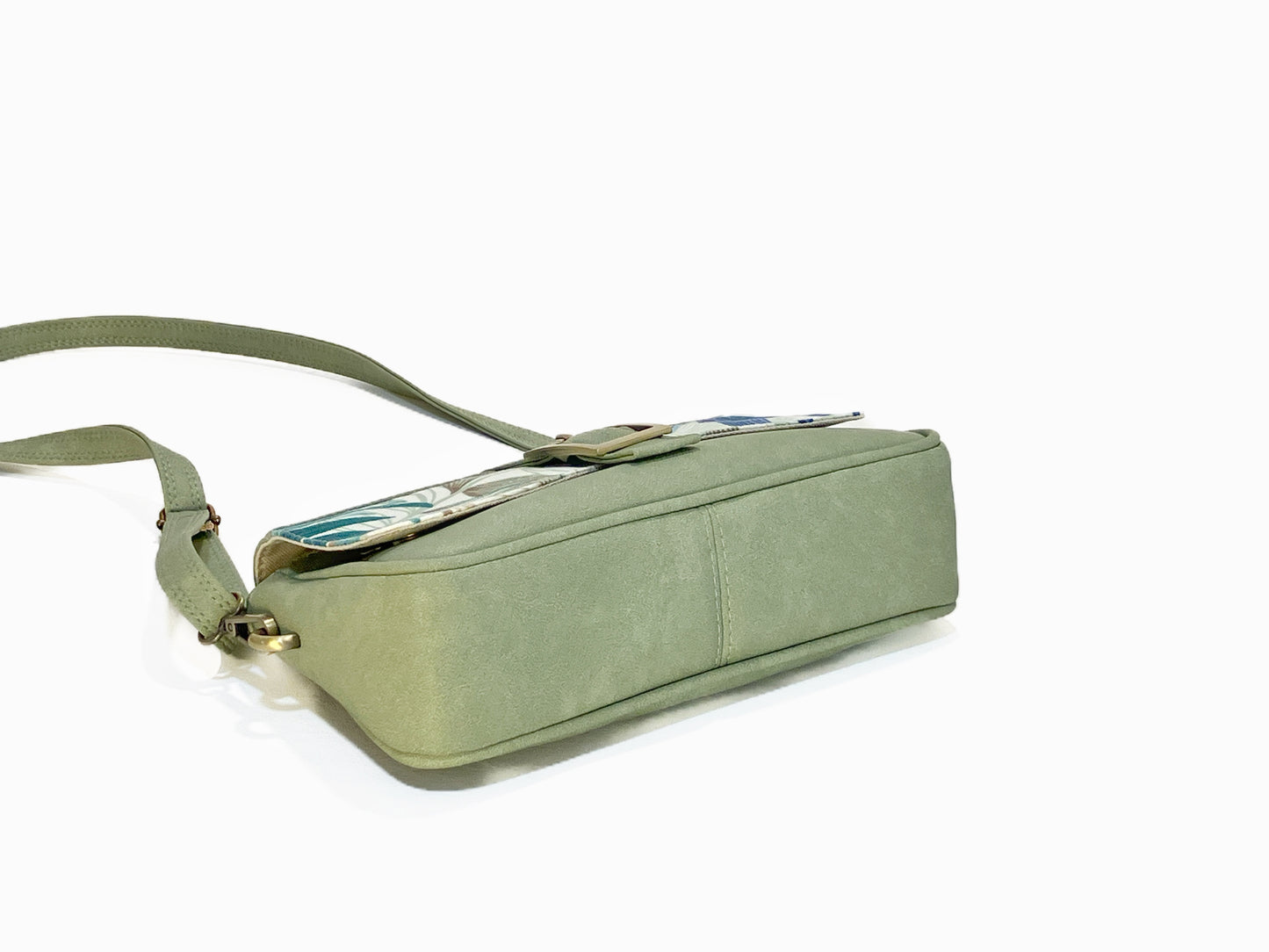 Medium Crossbody Bag with Flap in Soft Green and Palm