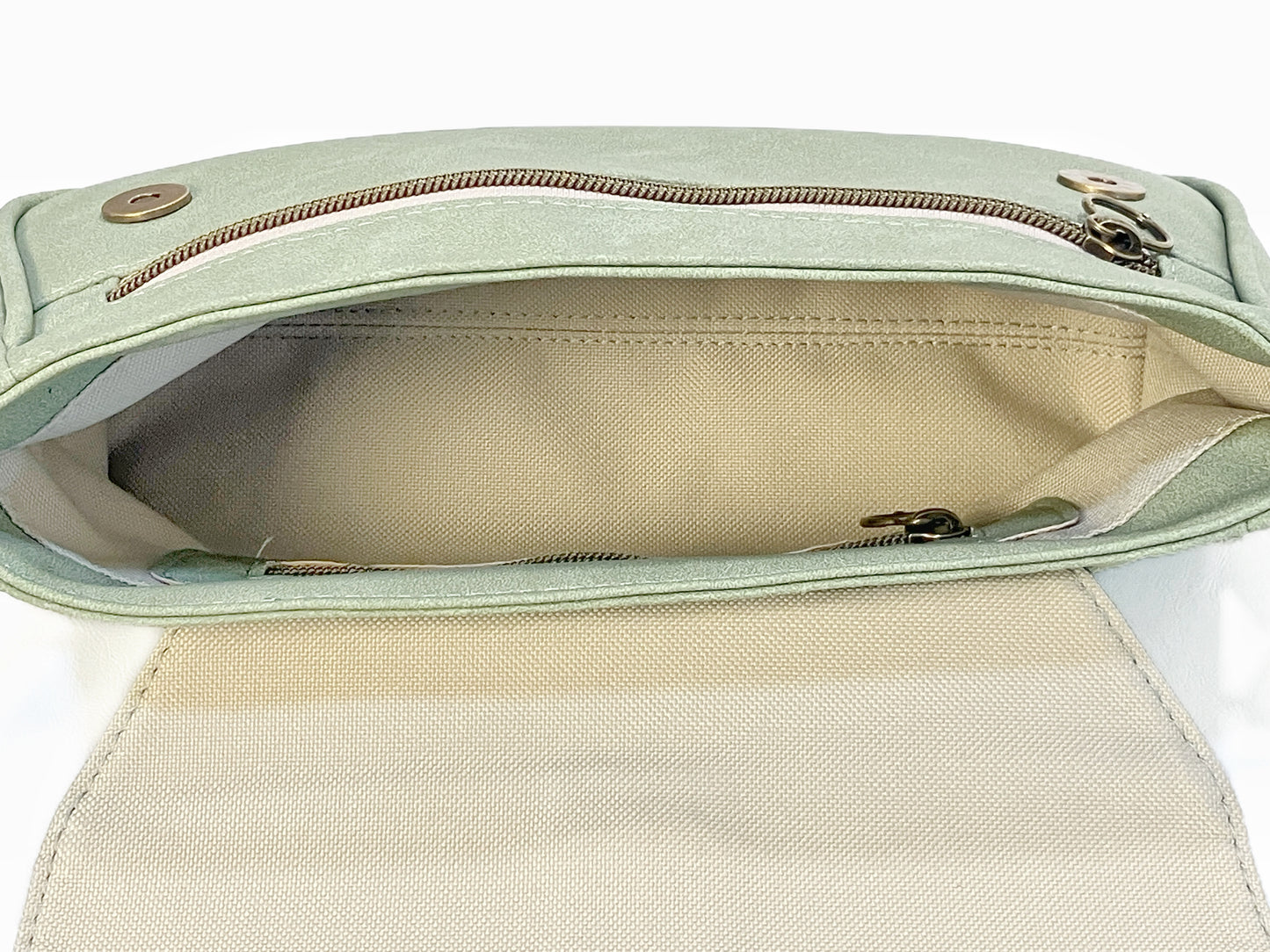 Medium Crossbody Bag with Flap in Soft Green and Palm