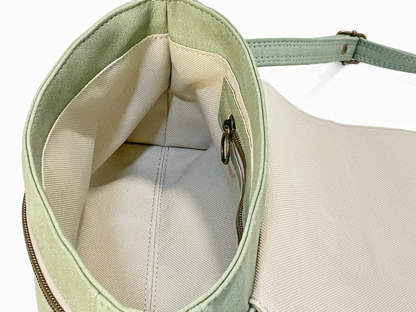 Medium Crossbody Bag with Flap in Soft Green and Palm