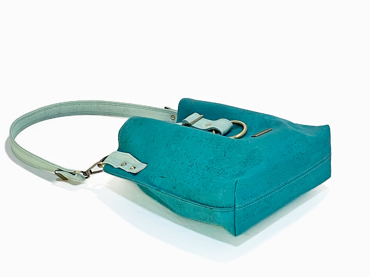 Slouchy Teal and Pale Mint Cork Hobo Bag