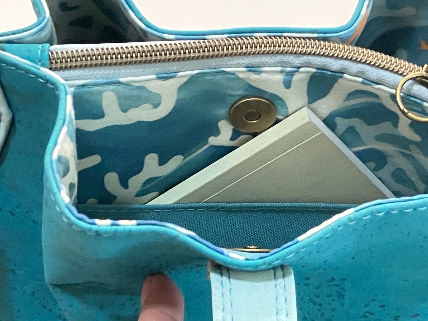 Slouchy Teal and Pale Mint Cork Hobo Bag