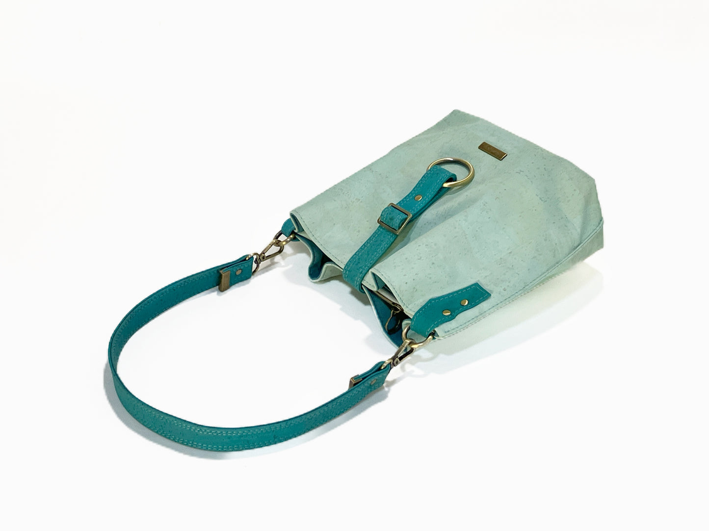 Medium Hobo Bag in Soft Mint and Teal Cork