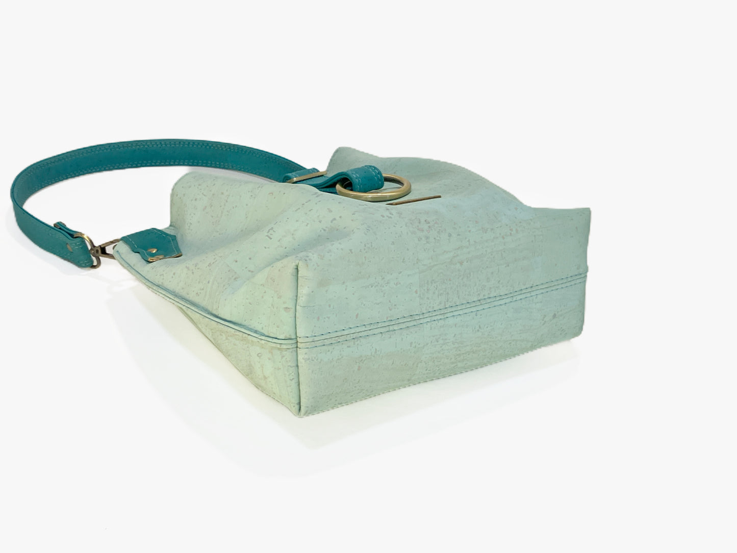 Medium Hobo Bag in Soft Mint and Teal Cork