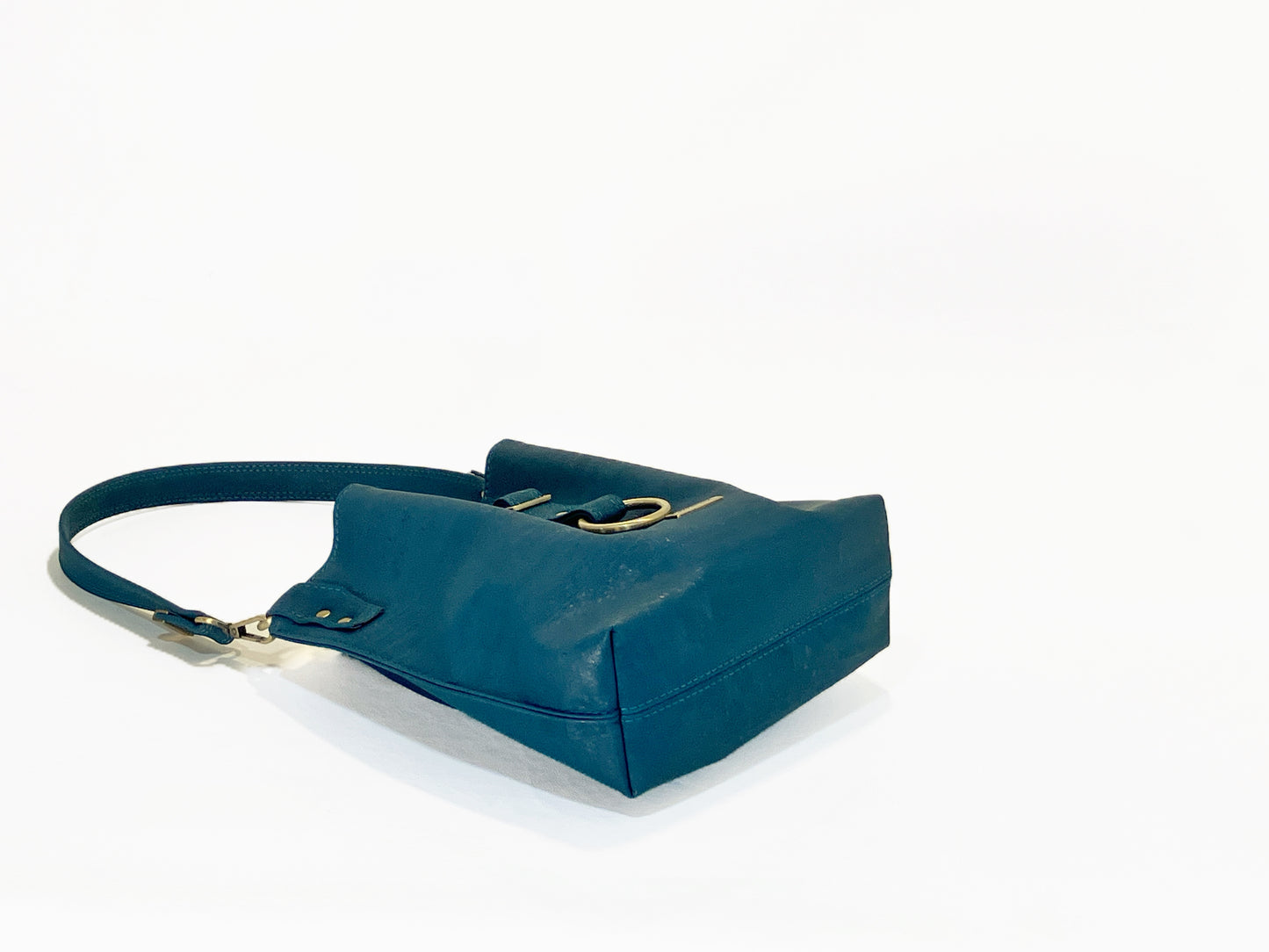 Slouchy Cork Shoulder Bag in Peacock with Whales and Rays