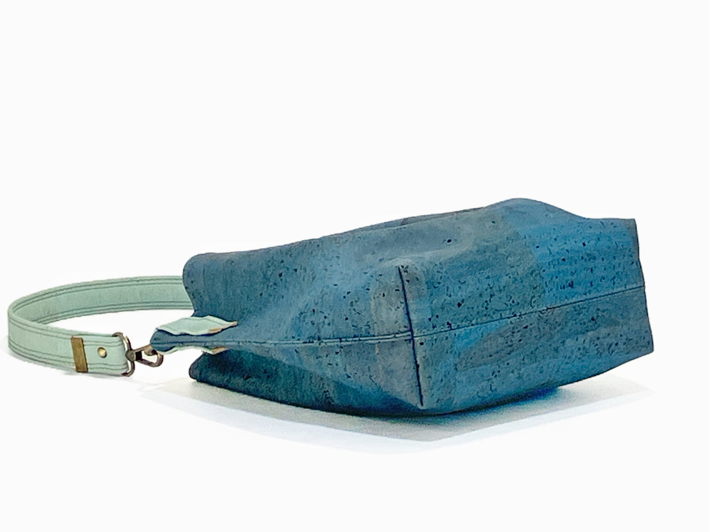Cork Hobo Bag in dark teal with Jellyfish Print Lining