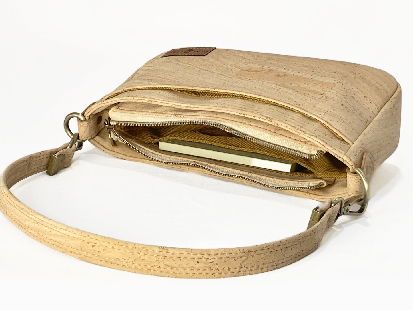 Small cork crossbody bag with additional shoulder strap