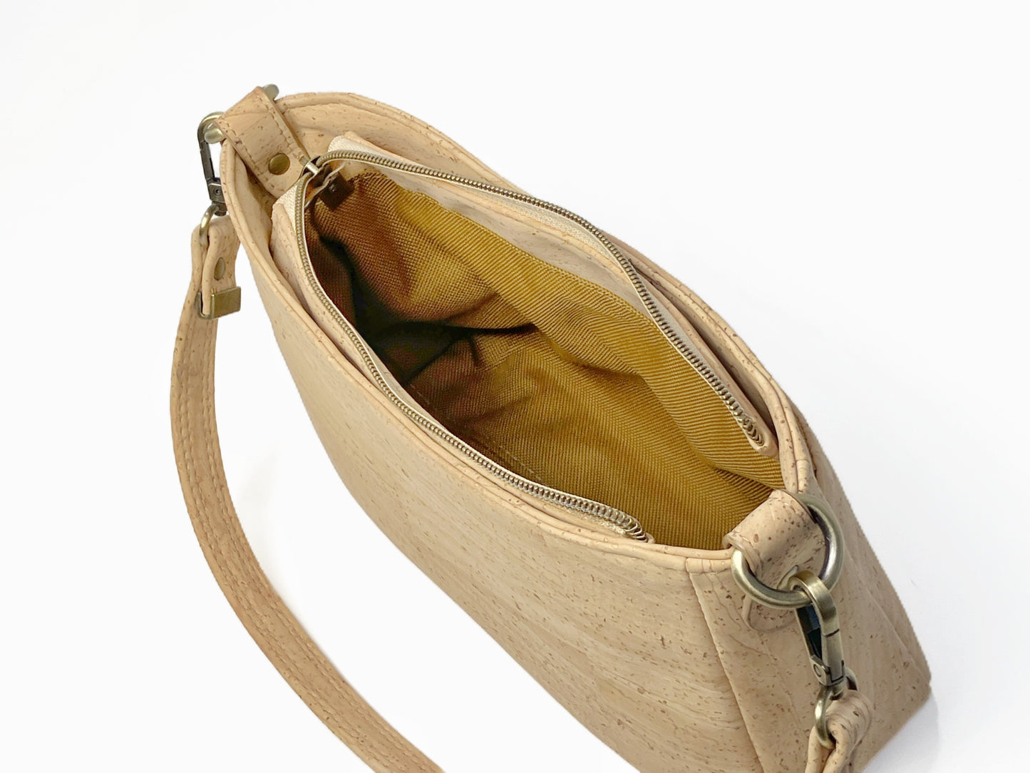 Small cork crossbody bag with additional shoulder strap