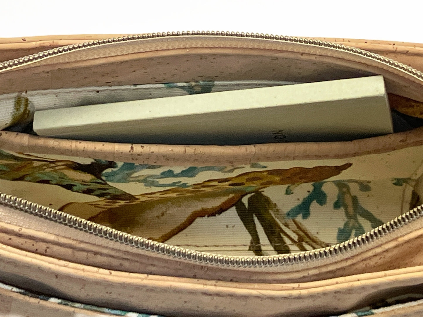 Small cork crossbody bag with sealife accents