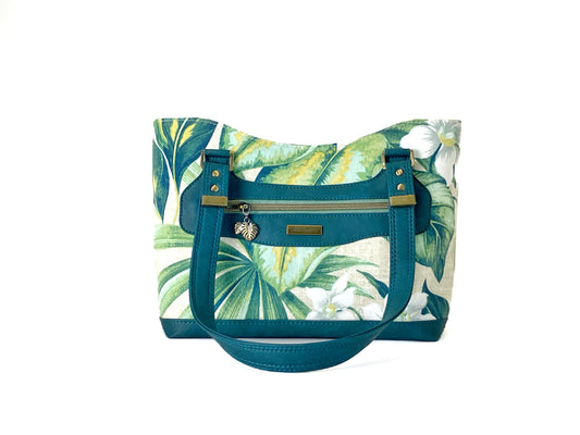 Tropical Floral and Teal Shoulder Bag