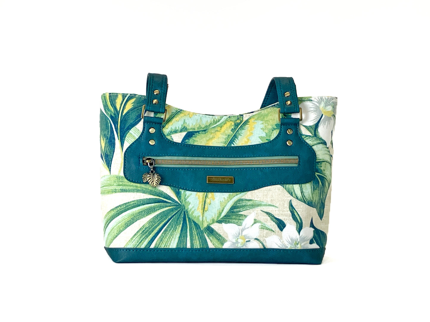 Tropical Floral and Teal Shoulder Bag