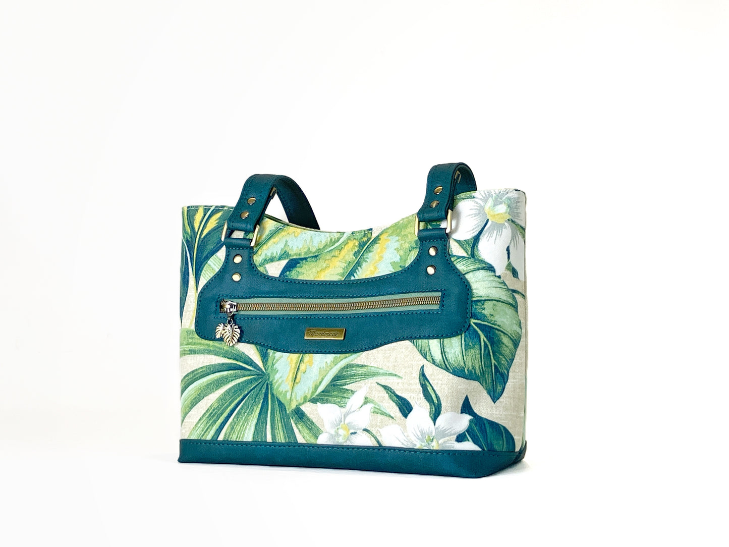 Tropical Floral and Teal Shoulder Bag