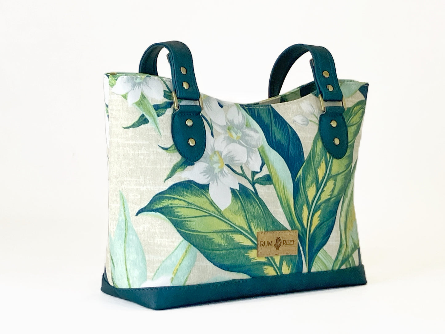 Tropical Floral and Teal Shoulder Bag