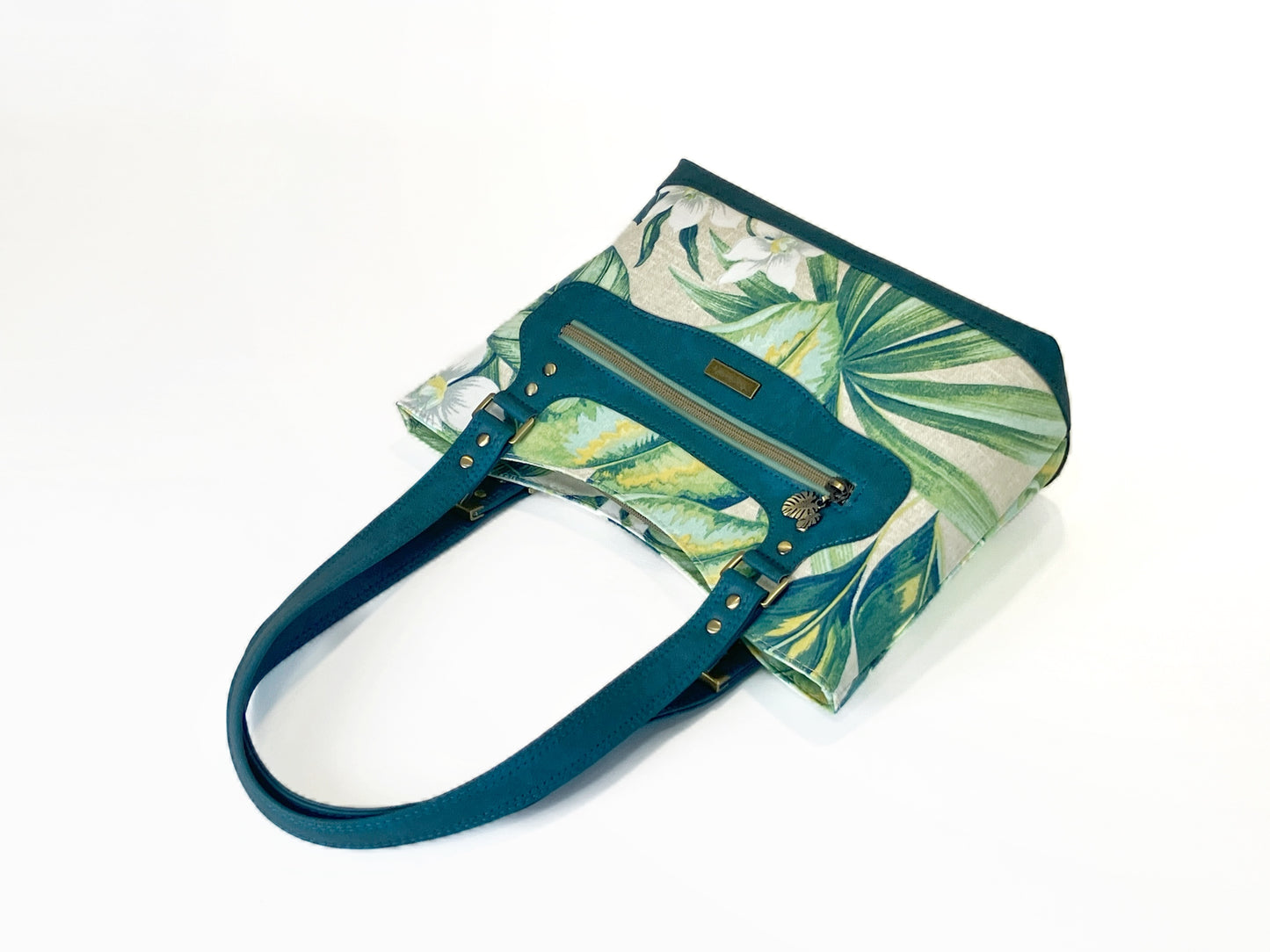 Tropical Floral and Teal Shoulder Bag