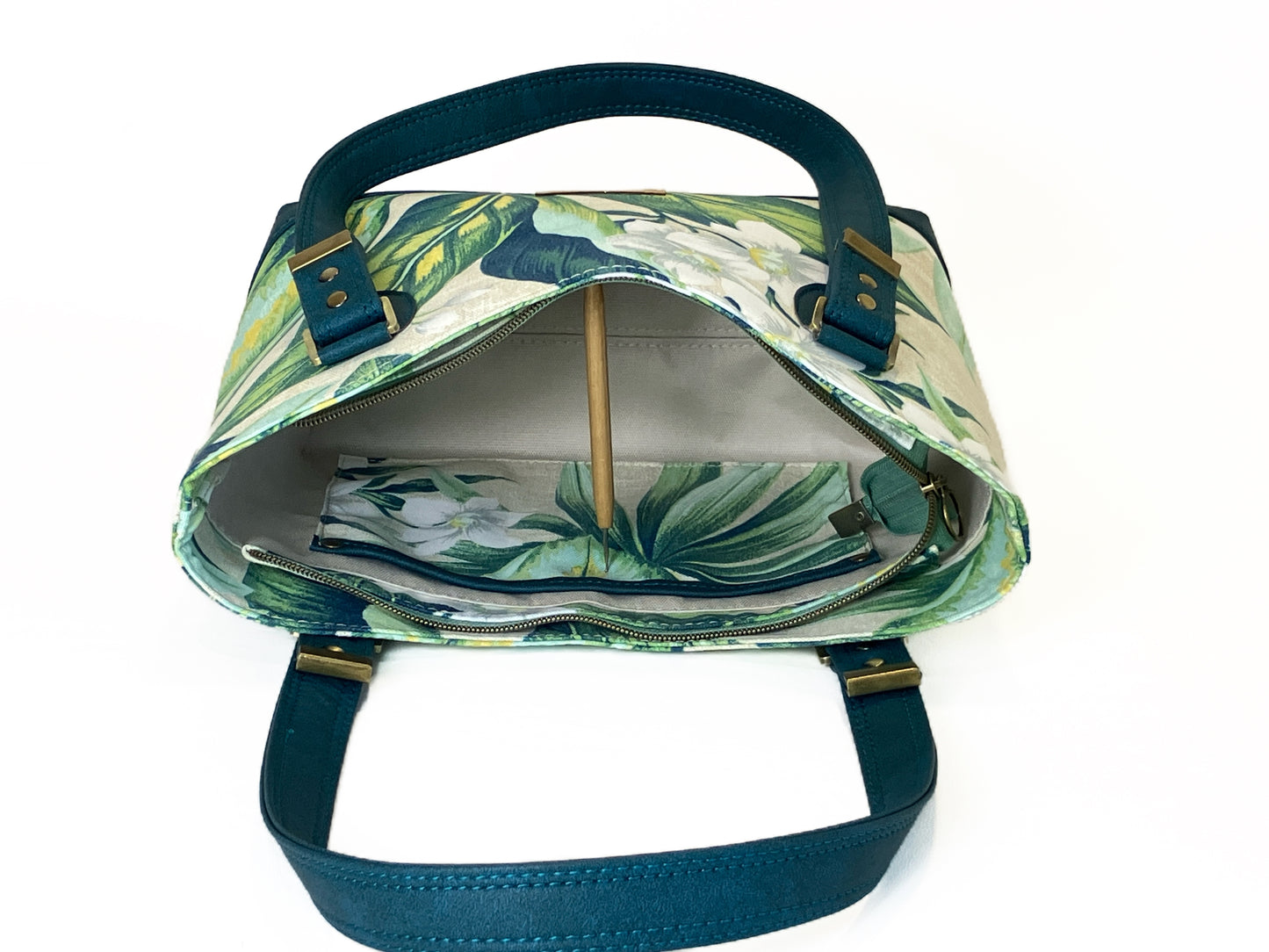 Tropical Floral and Teal Shoulder Bag