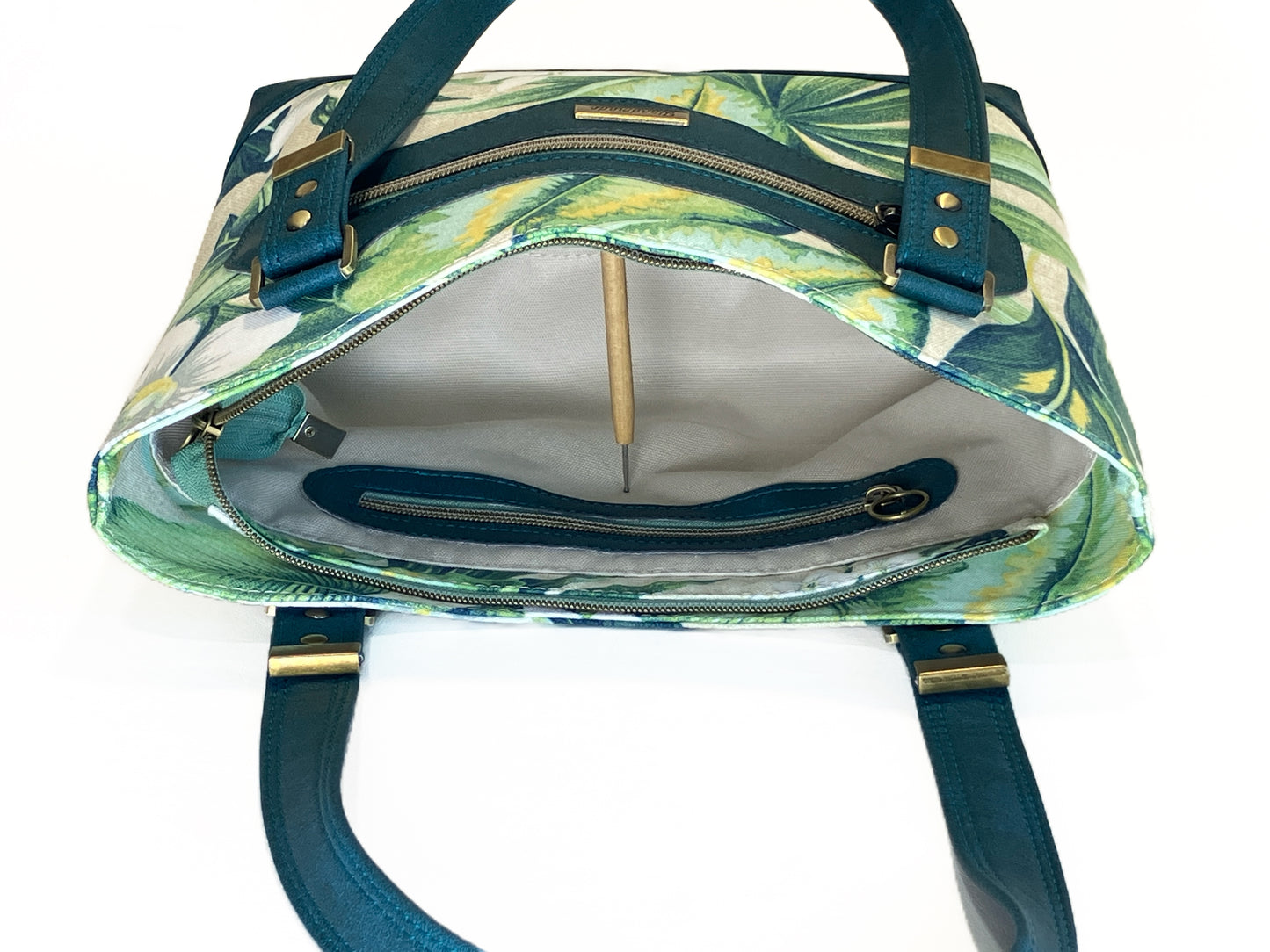 Tropical Floral and Teal Shoulder Bag