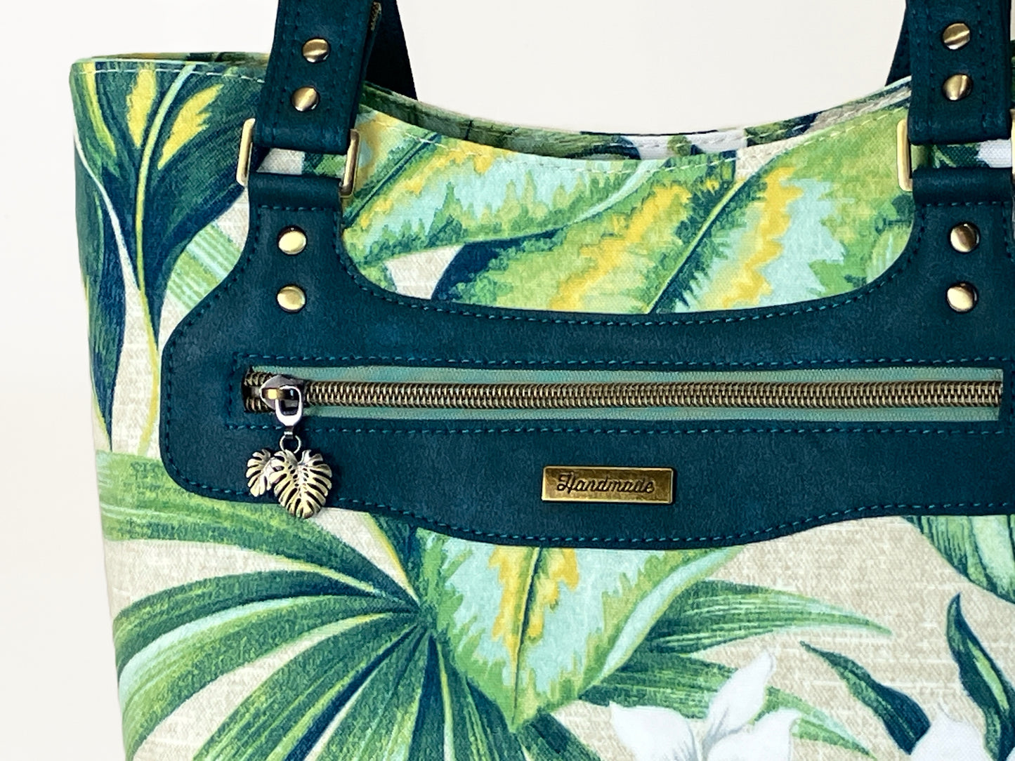 Tropical Floral and Teal Shoulder Bag